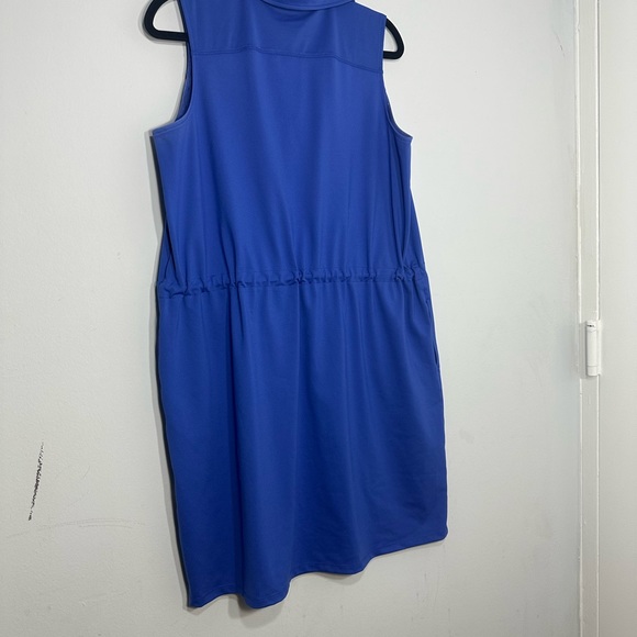Talbots Drawstring Waist Dress, Sleeveless Polo Style, Blue, Size 1X - Picture 4 of 5
